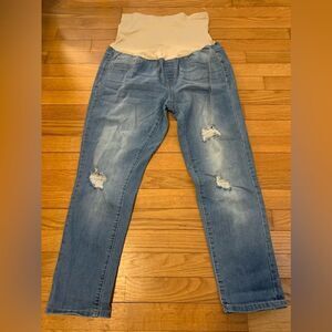 What's Kickin Maternity large high waist blue jeans